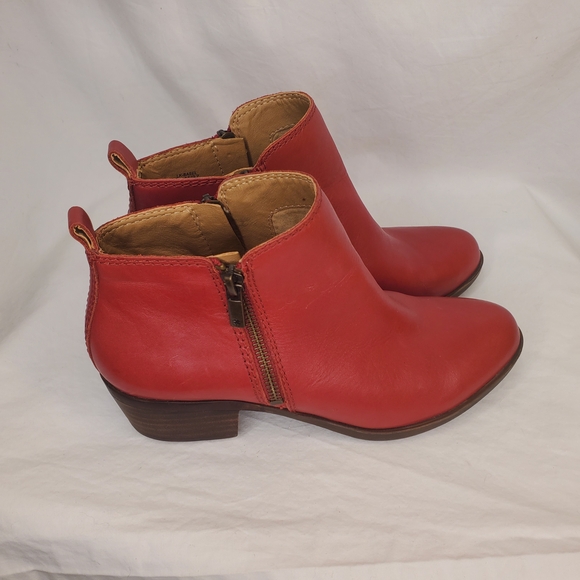 Red Leather Ankle Boots - Picture 1 of 15